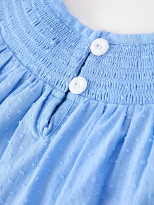 Blue Fall Thanksgiving&Halloween Pumpkin Smock Embroidery Lace Baby Girl Dress — view 10