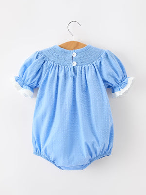 Halloween Thanksgiving Pumpkin Smocked Bubble Romper — view 7
