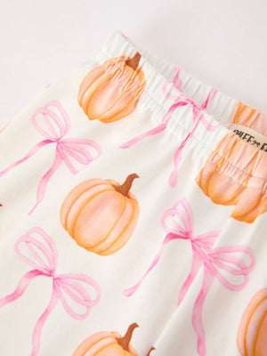 Halloween Thanksgiving Pumpkin Bow Fur Pajama Set — view 8
