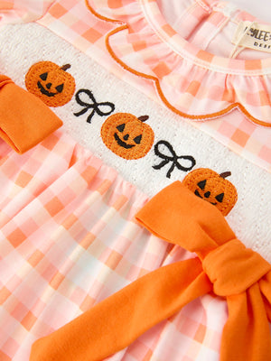Halloween Pumpkin Plaid Girls Bloomer Set — view 3