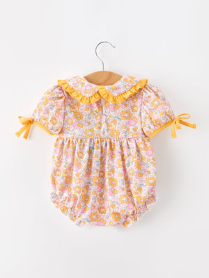 Halloween Pumpkin Floral Baby Bubble Romper — view 2