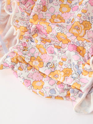 Halloween Pumpkin Floral Baby Bubble Romper — view 4