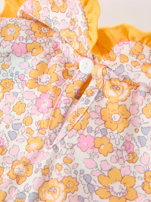 Halloween Pumpkin Floral Baby Bubble Romper — view 5