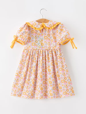 Halloween Pumpkin Floral Girls Dress — view 2