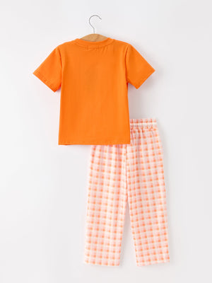 Halloween Pumpkin Plaid Boys Pants Set — view 2