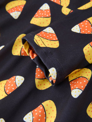 Halloween Candy Corn Girls Long Sleeve Twirl Dress — view 4