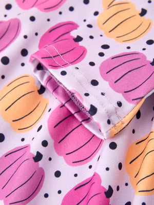 Halloween Pumpkin Print Girls Long Sleeve Twirl Dress — view 4
