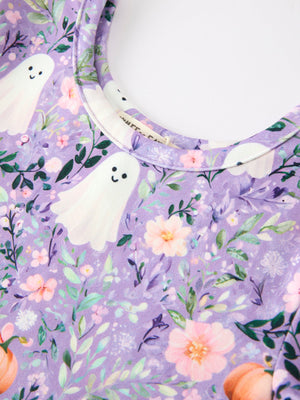 Halloween Ghost Pumpkin Girls Long Sleeve Twirl Dress — view 9
