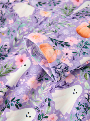 Halloween Ghost Pumpkin Girls Long Sleeve Twirl Dress — view 10