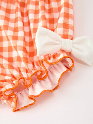 Thanksgiving Halloween Pumpkin Puff Sleeve Girls Bloomer Set — view 8