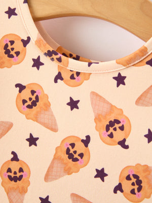Halloween Pumpkin Girls Long Sleeve Dress — view 3
