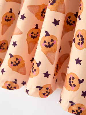 Halloween Pumpkin Girls Long Sleeve Dress — view 5