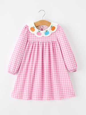 Thanksgiving Halloween Pumpkin Embroidery Girls Dress — view 1