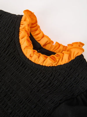 Girls Halloween Dog Pumpkin Black Bloomers Set — view 3