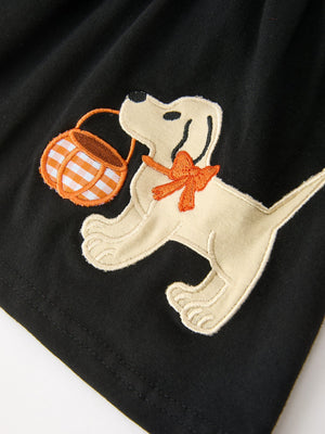 Girls Halloween Dog Pumpkin Black Bloomers Set — view 4