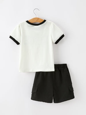 Halloween Ghost Smocked Embroidered Tee Boys Short Set — view 2