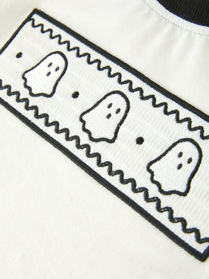 Halloween Ghost Smocked Embroidered Tee Boys Short Set — view 3