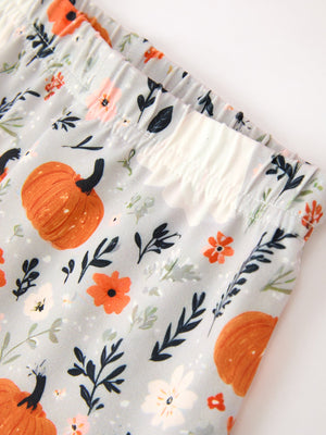 Fall Halloween Pumpkin Ghost Print Girls Long Sleeve Set — view 5