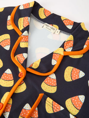 Halloween Candy Corn Mommy and Me Pajama Set Matching Lounge Set — view 10