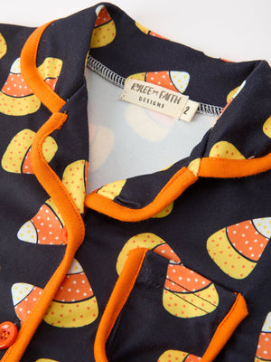 Halloween Candy Corn Mommy and Me Pajama Set Matching Lounge Set — view 5