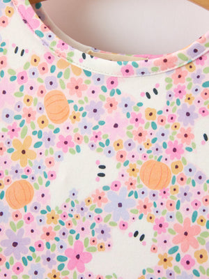 Halloween Ghost Print Girls Twirl Dress Long Sleeve — view 3