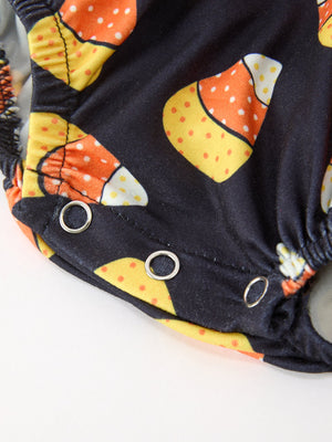 Halloween Candy Corn Baby Girl Bubble Romper Ruffle — view 5