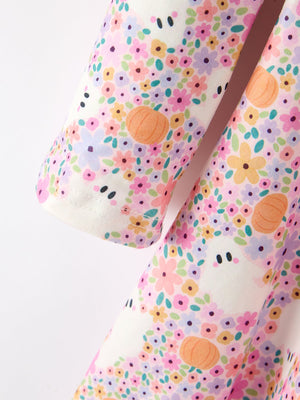 Halloween Ghost Print Girls Twirl Dress Long Sleeve — view 4