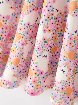 Halloween Ghost Print Girls Twirl Dress Long Sleeve — view 5