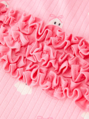 Halloween Ghost Baby Girl Pink Pajamas Ruffle Zipper Romper — view 5