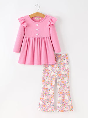 Halloween Ghost Girls Bell Bottom Pant Set Ruffle — view 1