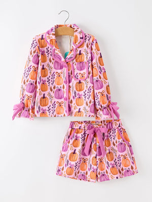 Mommy & me Halloween Pumpkin Pajama Set — view 7