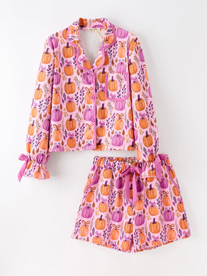 Mommy & me Halloween Pumpkin Pajama Set — view 2