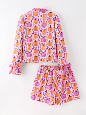 Mommy & me Halloween Pumpkin Pajama Set — view 3