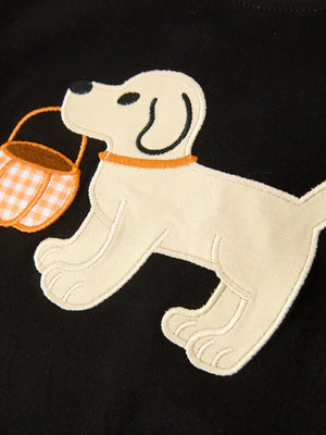 Boys Halloween Dog Pumpkin Outfit Set Plaid Pants — view 4