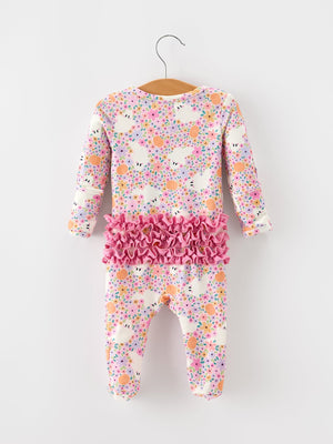Halloween Ghost Baby Zip Romper Ruffle Trim — view 2