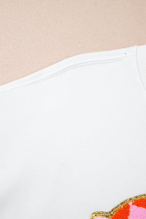 White Terry Halloween Pumpkin Patched Pattern Pullover Sweatshirt — view 21