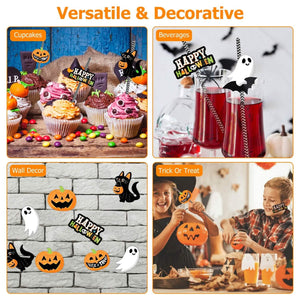 24-Pieces: Halloween Party Striped Decorative Paper Straws — view 9
