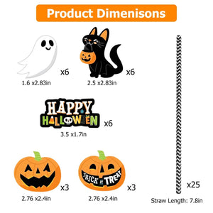 24-Pieces: Halloween Party Striped Decorative Paper Straws — view 7