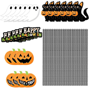 24-Pieces: Halloween Party Striped Decorative Paper Straws — view 2