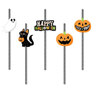 24-Pieces: Halloween Party Striped Decorative Paper Straws — view 1