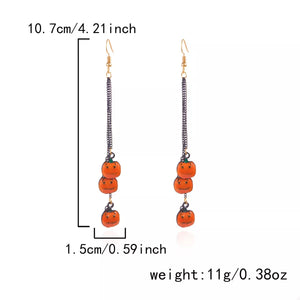 Halloween Pumpkin Chain Drop Earrings — view 6