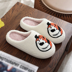 Halloween Ghost Pumpkin Unisex Fur Slippers — view 1