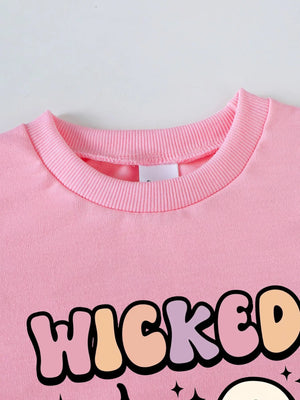 Children's Halloween Graphic Sweatshirt and Flare Pants Set — view 11