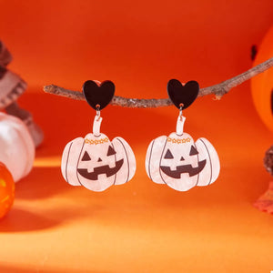 Halloween Pumpkin Heart Drop Earrings — view 3