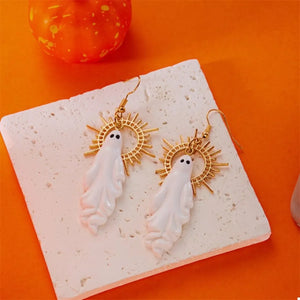 Halloween Sunburst Ghost Drop Earrings — view 3