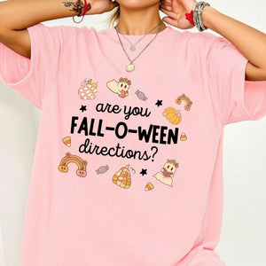 "Are You Fall-O-Ween Directions?" Shirt - Funny Halloween Pun Tee, Spooky Season Apparel — view 2