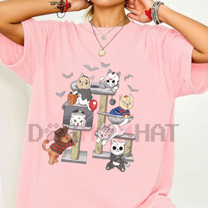 Funny Cat Horror Movies T-Shirt – Cute Halloween Cat Lovers Matching Tee — view 2