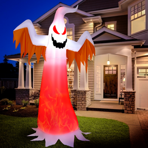 8 Feet Halloween Inflatable Ghost with Rotatable Flame LED Lights — view 2