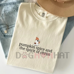 Christian Halloween Shirt – Cute Ghost Pumpkin Spice Coffee, Fall Jesus Tee, Women's Faith Apparel Gift — view 2