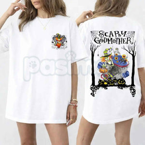 Scary Godmother Halloween Graphic T-Shirt – Retro Nostalgic Spooky Season Unisex Cotton Shirt — view 2